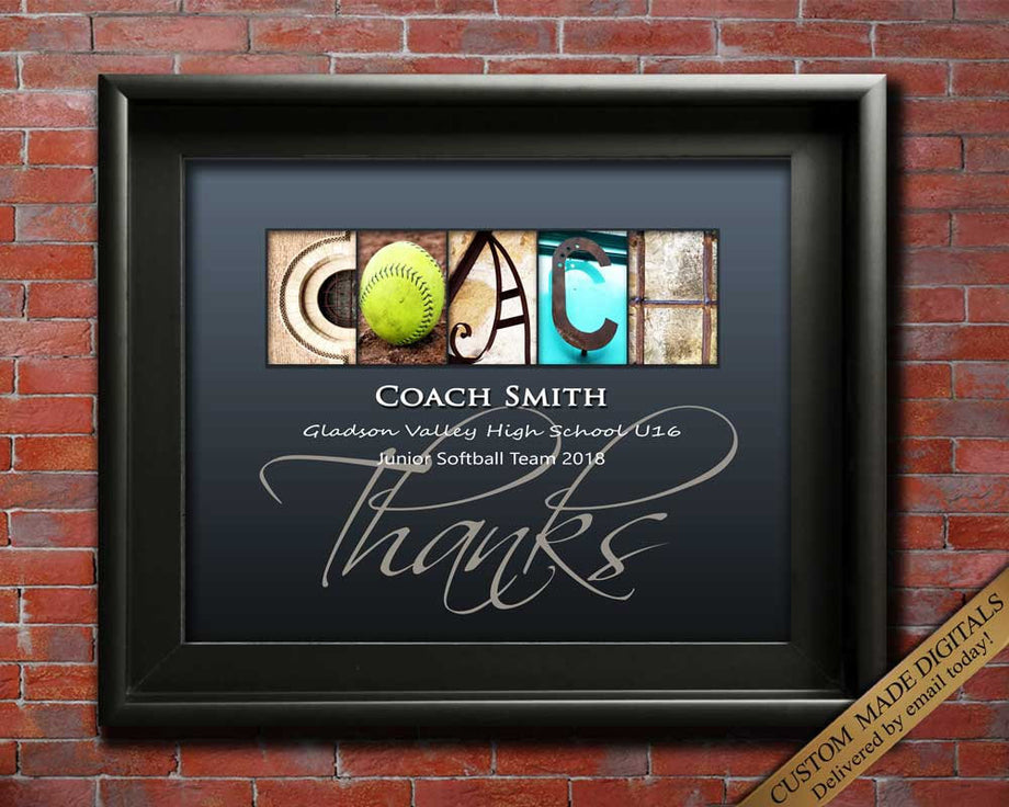 Gift For Softball Coach, Gift For Volleyball Coach, Golf Coach Gift, C –  Letter Art Gifts