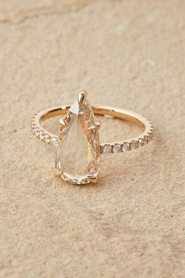 Champagne Teardrop with Pave Band