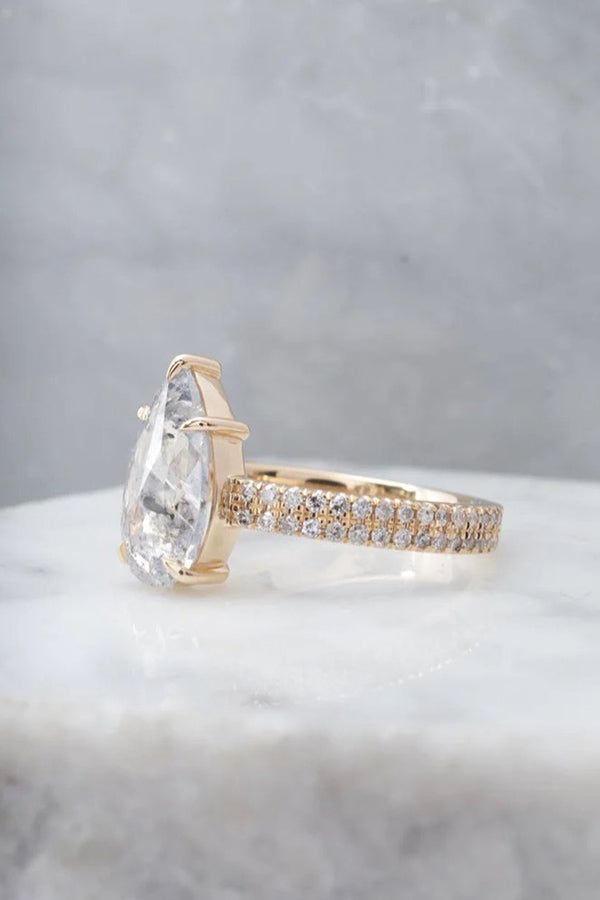 Pear Diamond with Double Pave Band
