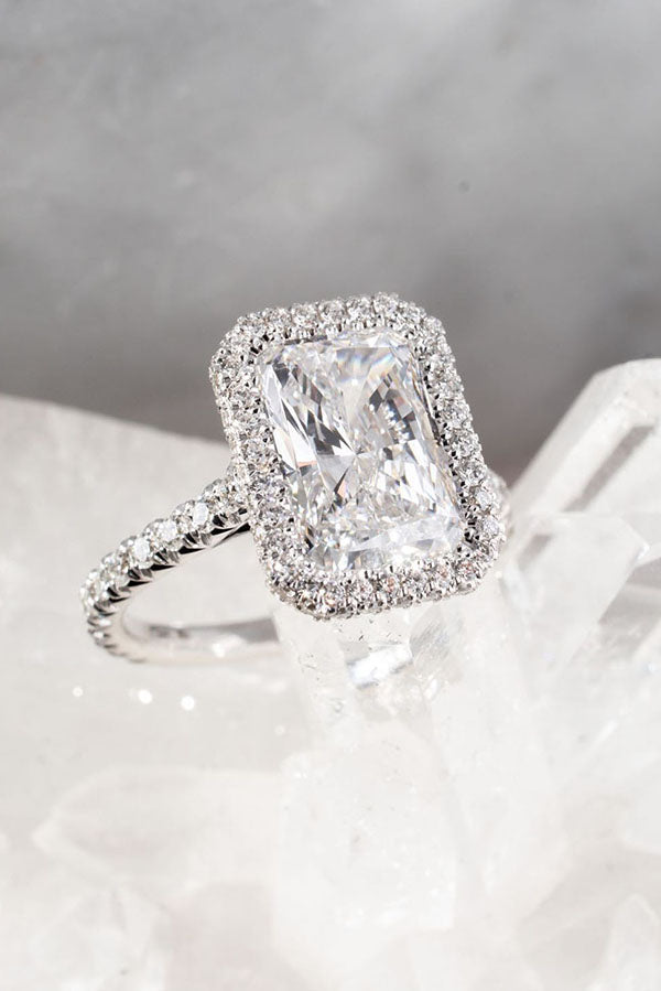 Radiant Cut with Pave Halo and Band