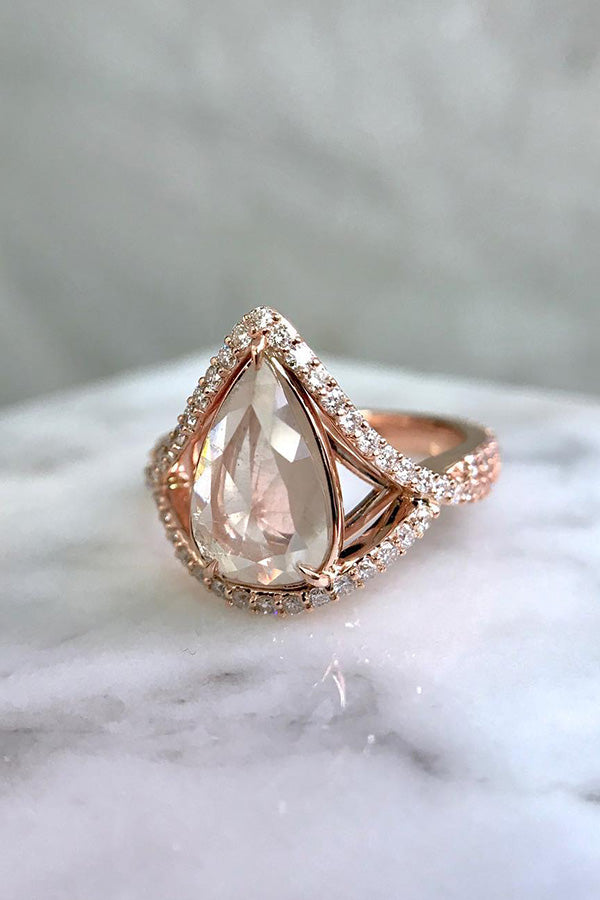 Champagne Pear Diamond Engagement Ringin Rose Gold