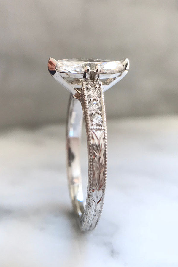 Bright Cut Marquise Diamond Ring