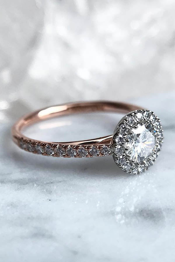 Modern Brilliant Cut Diamond Halo Engagement Ring