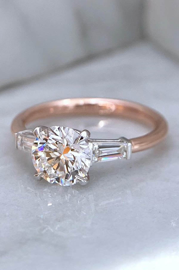 Round Diamond with Tapered Baguettes