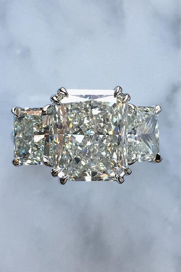 Radiant Cut Three-Stone Engagement Ring