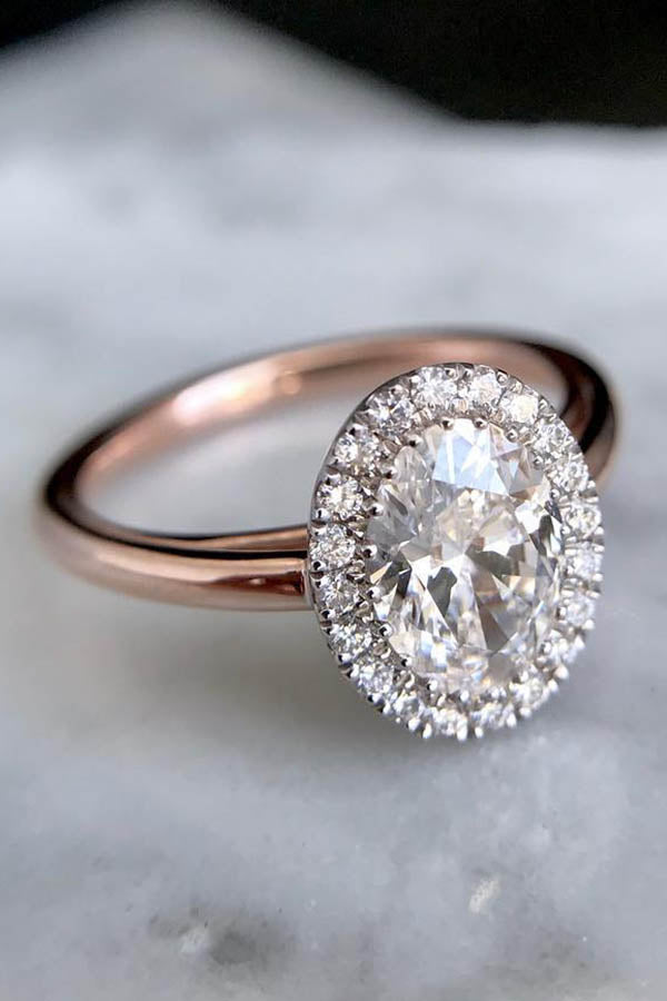 Oval Engagement Ring with Zero-Gap-Halo