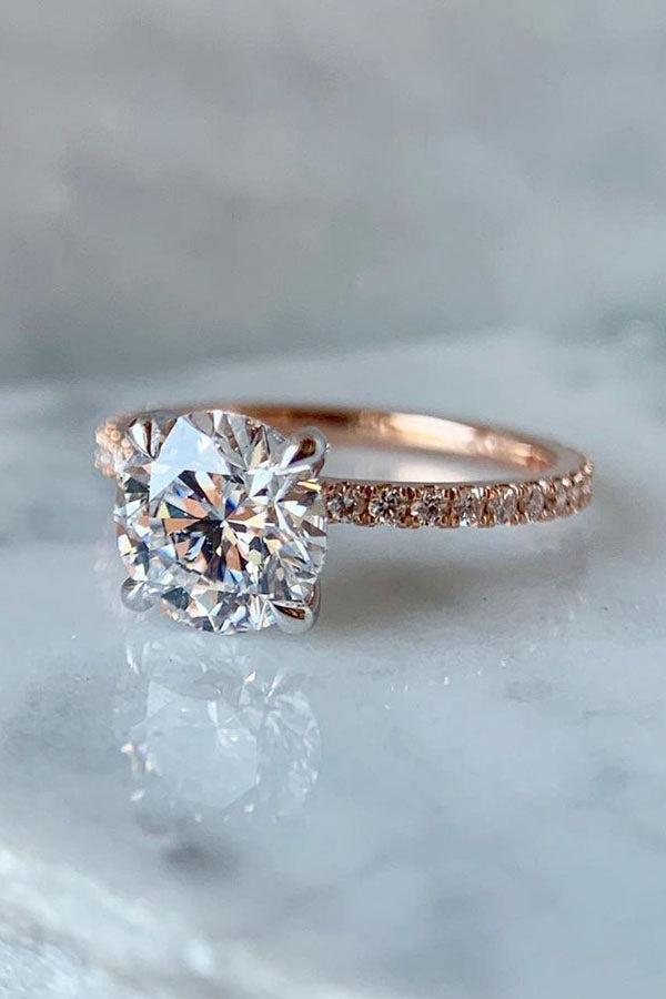 Pave Round Solitaire Engagement Ring