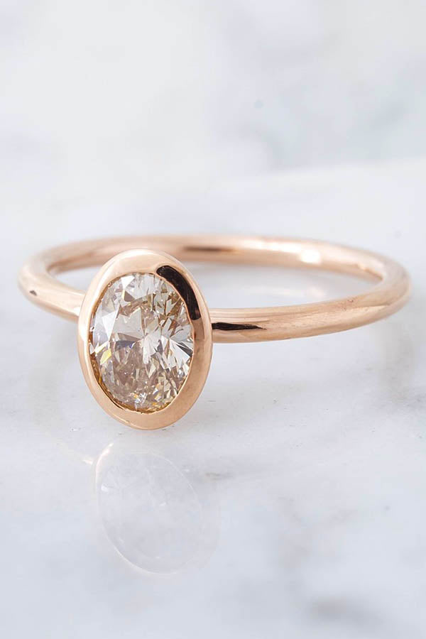 Champagne Diamond Bezel Engagement Ring
