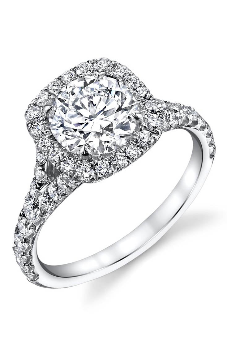 Cushion Cut with Halo & Split Pave Shank