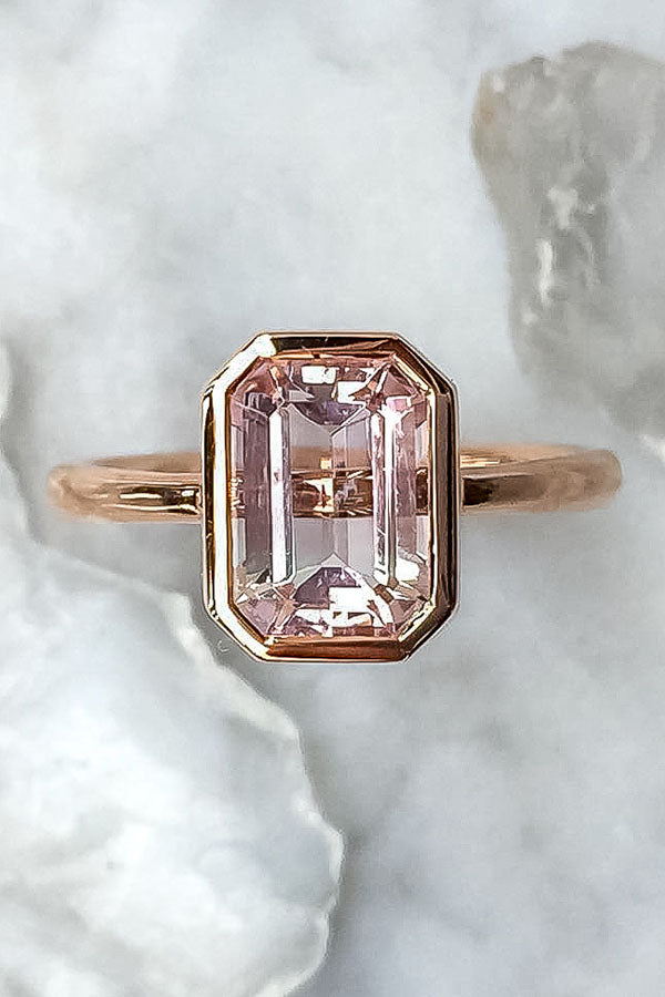 Pink Tourmaline Engagement Ring with a Bezel