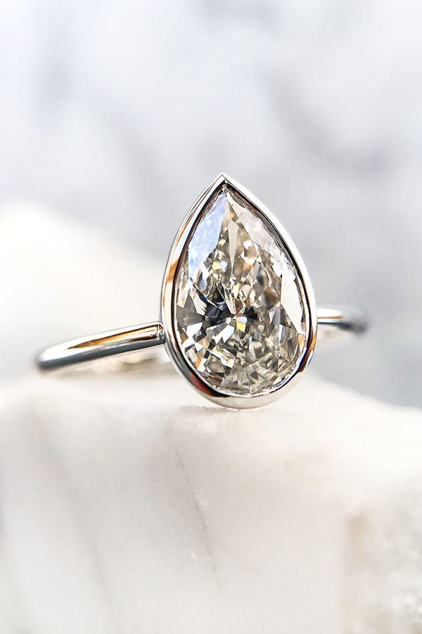 Pear Shaped Engagement Ring Bezel Set in Rose Gold