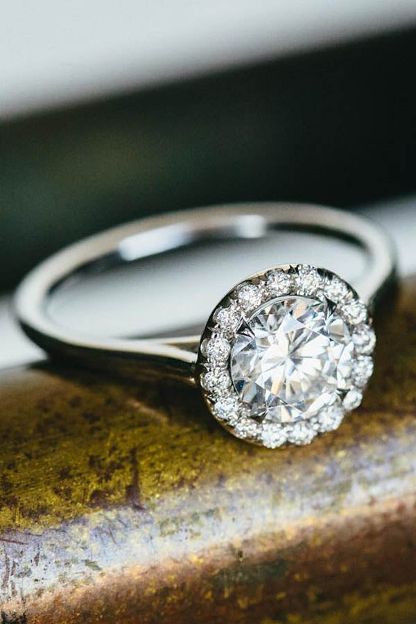 Round Halo Cathedral Engagement Ring