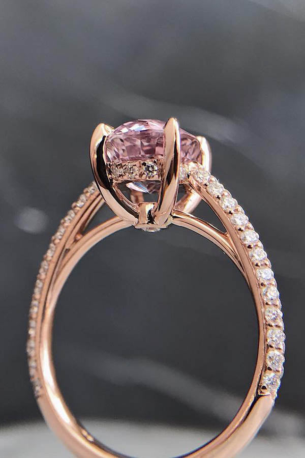 Pink Sapphire with Pave Cathedral