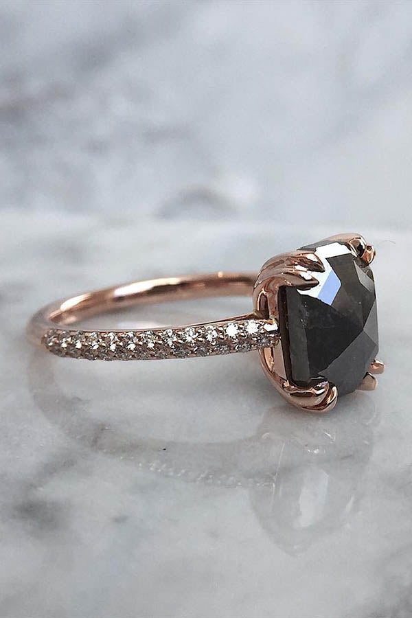 Sapphire-Cut Grey Diamond Engagement Ring Ring