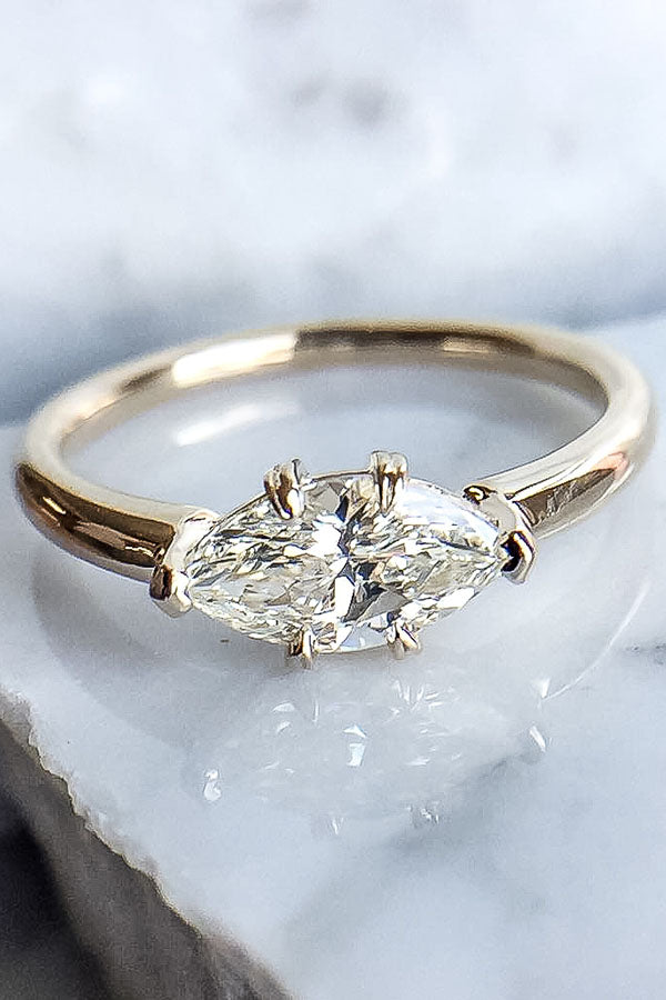 Simple diamond engagement ring | unique engagement ring | delicate eng –  NOOI JEWELRY