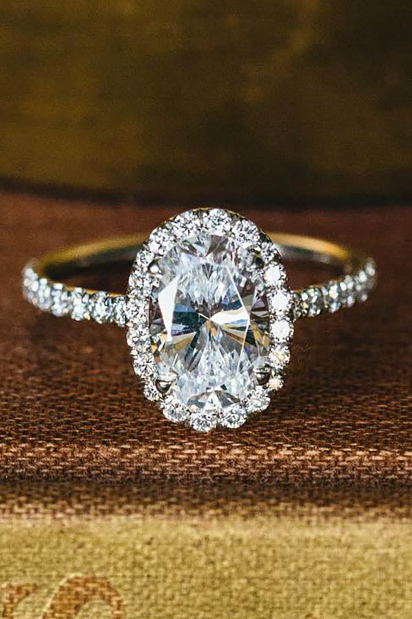 Oval Halo Cathedral-Cut Engagement Ring