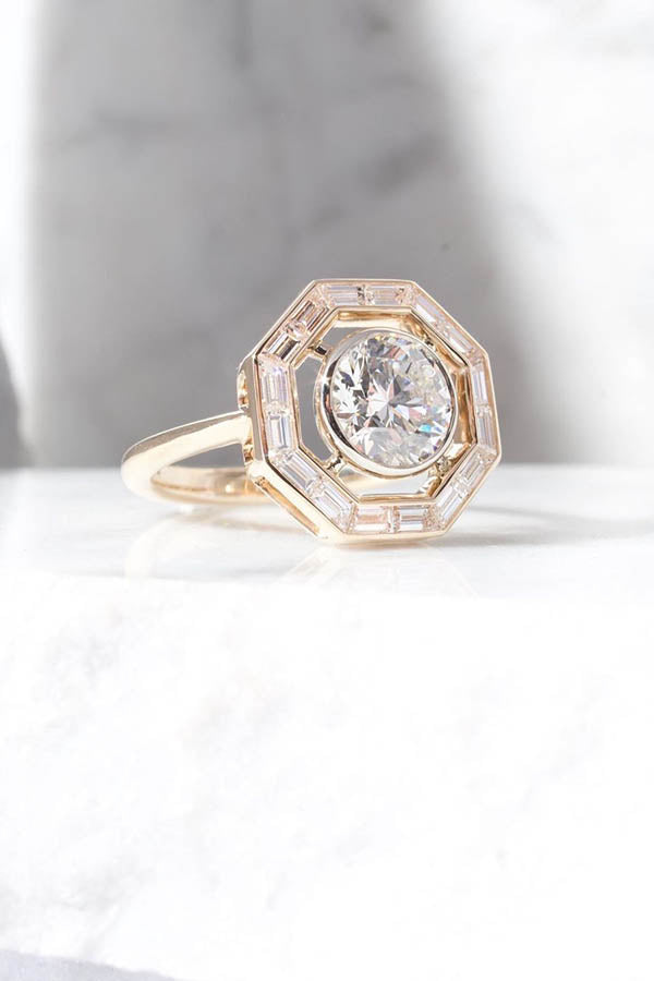 Diamond Baguette Mini Deco Point Ring