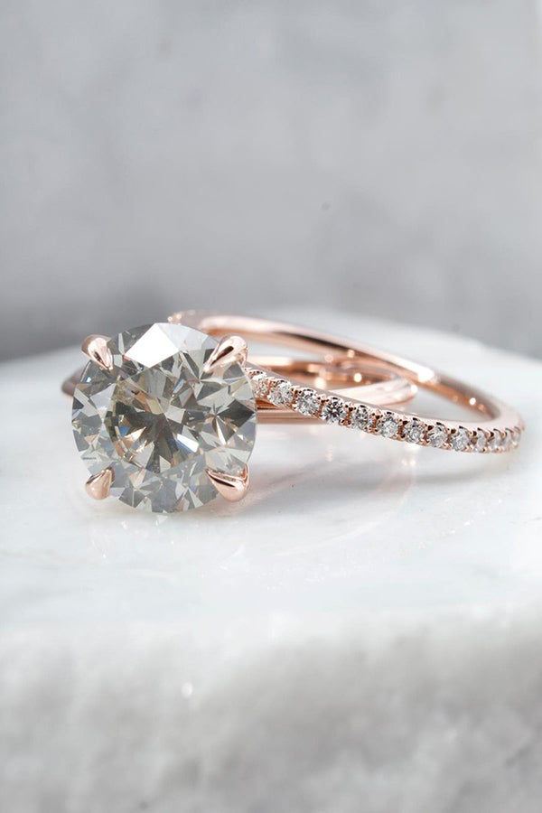 Round Fancy Gray Solitaire Engagement Ring