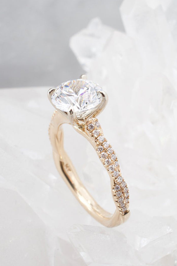 Round Solitaire Twisted Band Engagement Ring
