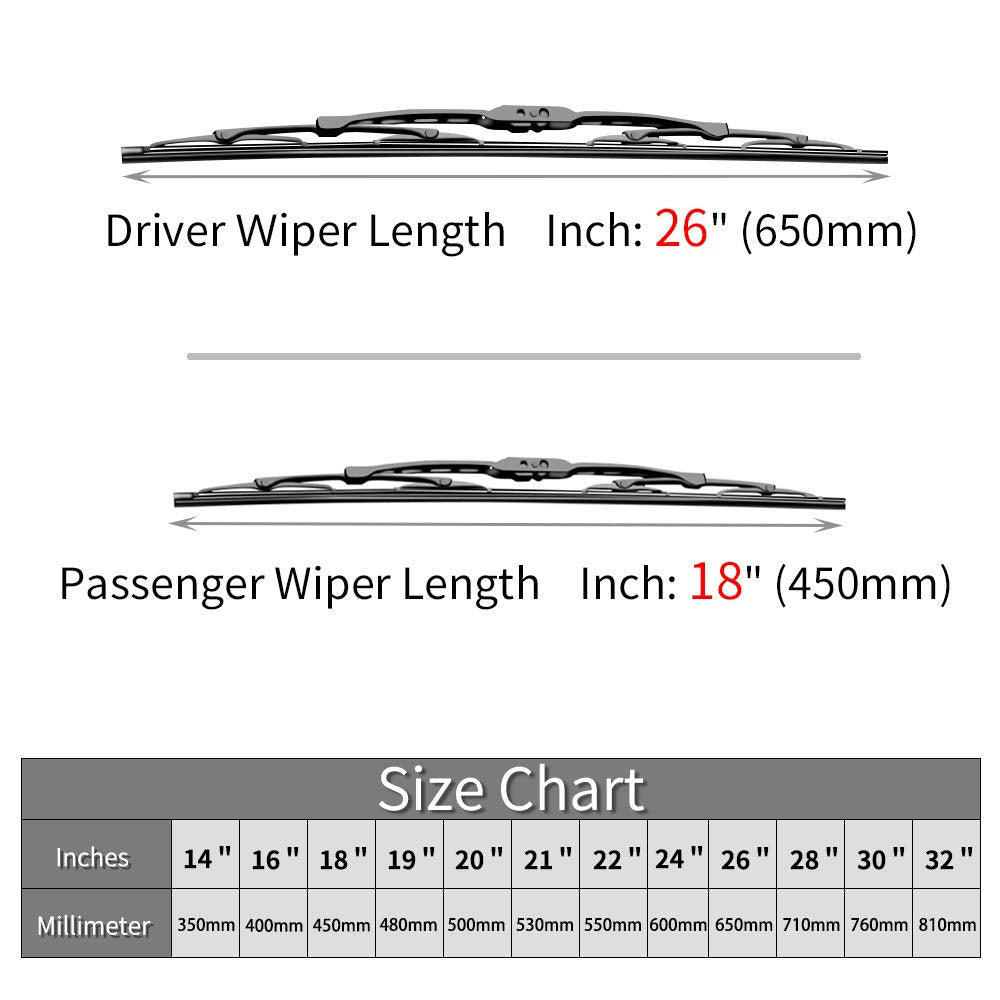 Replacement for Honda Accord Windshield Wiper Blades - 26