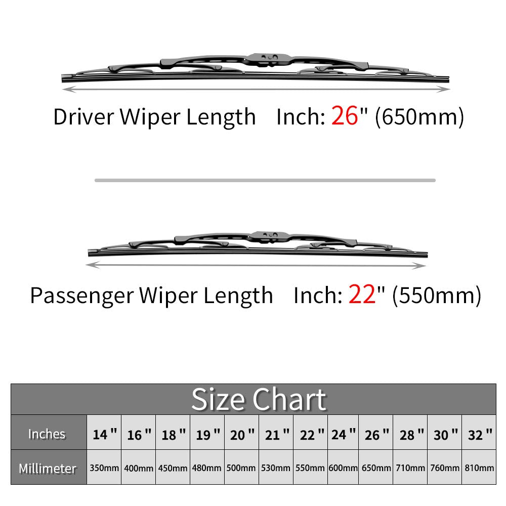 Replacement for Honda Odyssey Windshield Wiper Blades - 26