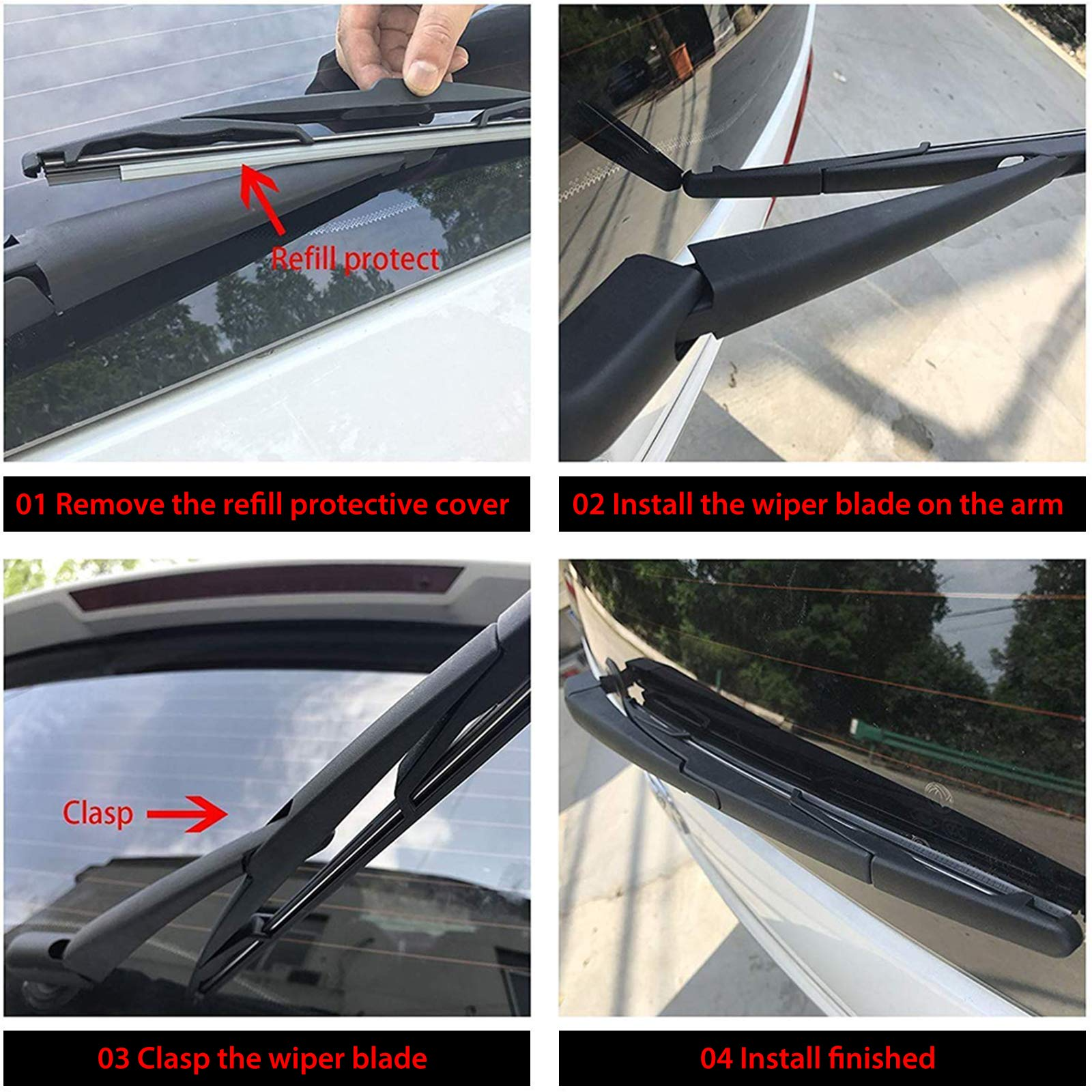 OTUAYAUTO B1-30 Rear Windshield Wiper Blades - 2 Pieces of 12