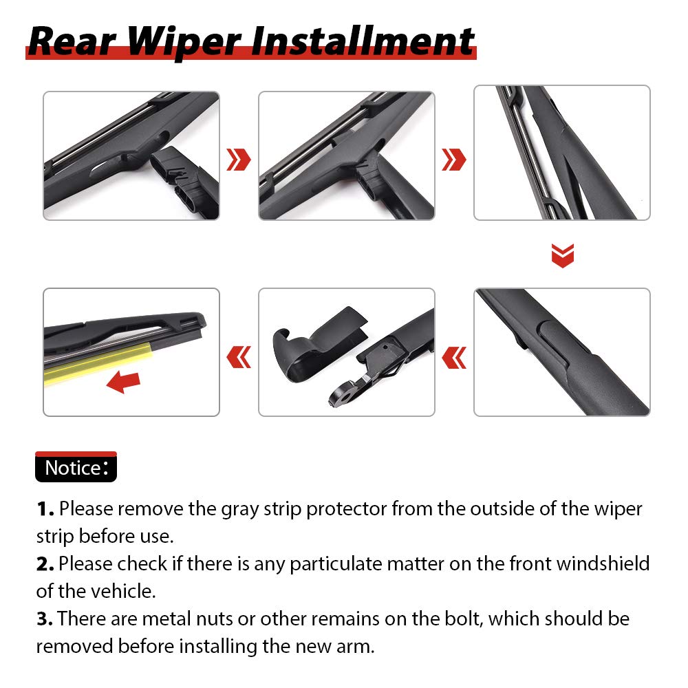 Rear Wiper Arm Blade Assembly - Replacement for Jeep Wrangler JK 2007- –  OTUAYAUTO