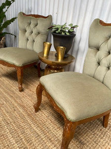 Sage Velvet Armchair and Boudoir Chairs