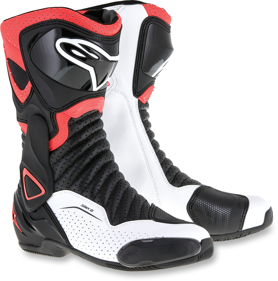 ALPINESTARS SMX-6 v2 Vented Boots - Black/White/Red Fluorescent 