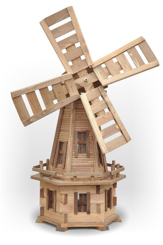 Handcrafted wooden windmills in various sizes and designs - adding rustic charm and movement to your garden.