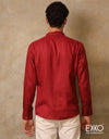 Red | Black Linen Long Sleeve ShirtEMCL0686SLS