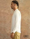 Linen Cotton Long Sleeve Shirt (Mandarin Collar) EMSACS0669LCLS
