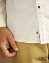 Linen Cotton Long Sleeve Shirt (Mandarin Collar) EMSACS0669LCLS