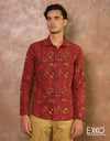 Red | Navy Linen Cotton Shirt EMSACS0682LCLS