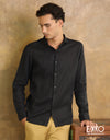 Red | Black Linen Long Sleeve ShirtEMCL0686SLS