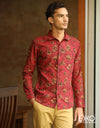 Red | Navy Linen Cotton Shirt EMSACS0682LCLS