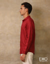 Red | Black Linen Long Sleeve ShirtEMCL0686SLS