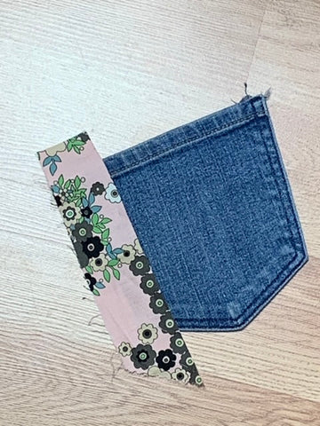 first fabric strip on pocket