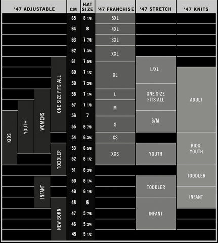 47 Brand Franchise Fitted Hat Size Chart