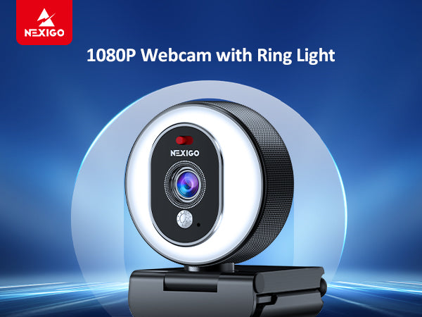 Nexigo FULL HD 1080P WEBCAM WITH BUILT-IN RING LIGHT AND PRIVACY COVER