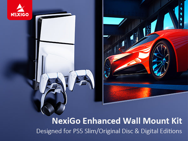 NexiGo Wall mount and scenes of the console mounted on the wall.
