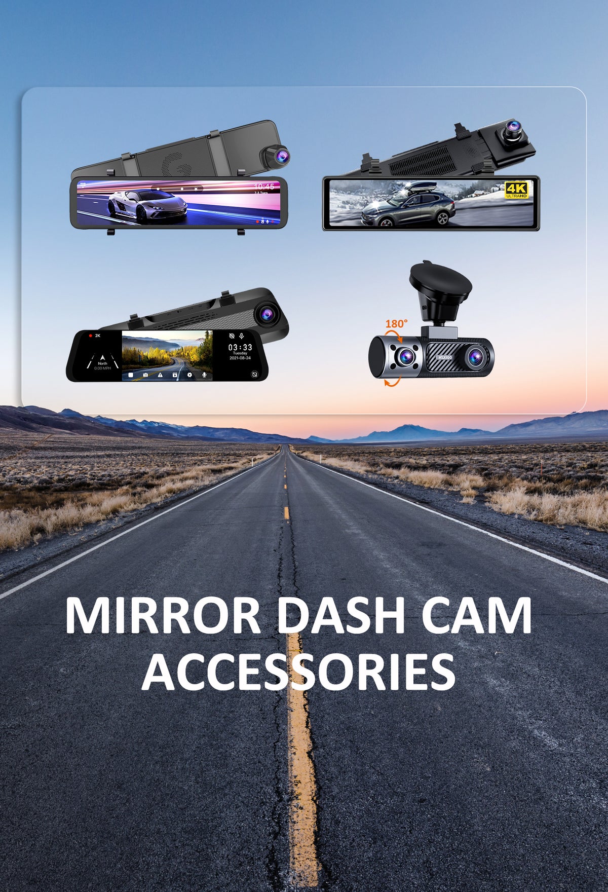 Showcasing 4 different models of NexiGo dashcams