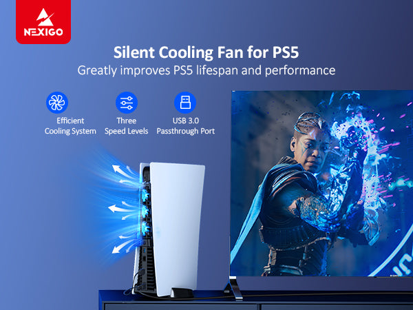 NexiGo PS5 Cooling Fan with LED Lights