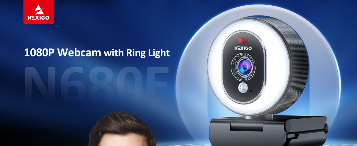 Nexigo FULL HD 1080P WEBCAM WITH BUILT-IN RING LIGHT AND PRIVACY COVER