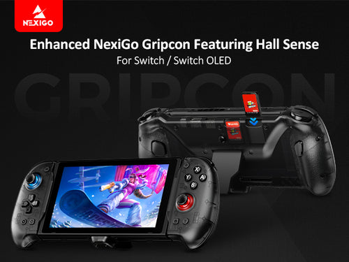 NexiGo GripCon with a central Hall sensor, displaying both positive and negative sides in the image