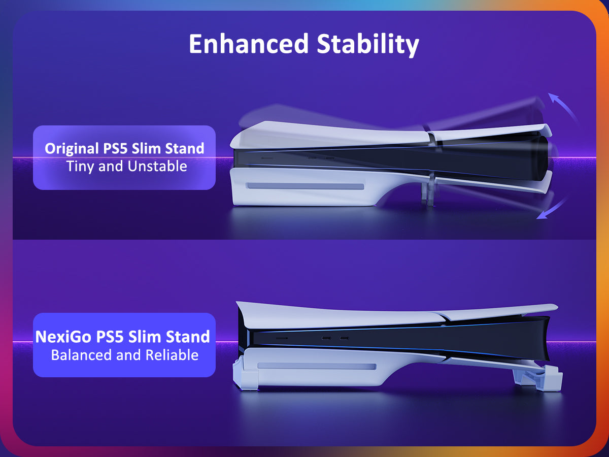 Compared to the original stand for PS5 Slim, the NexiGo stand is more stable.