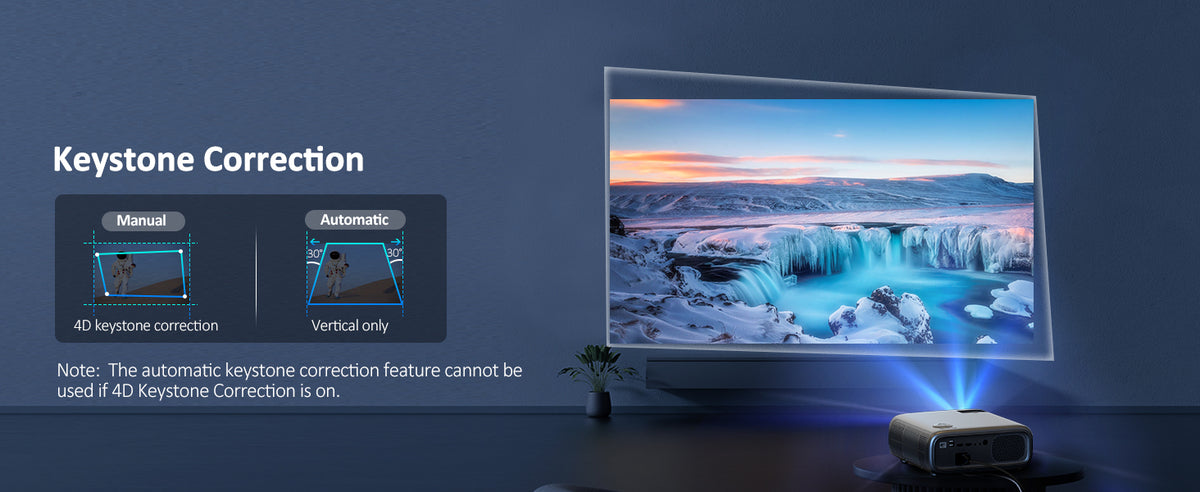 PJ40 utilizes Keystone Correction feature to adjust projection effect