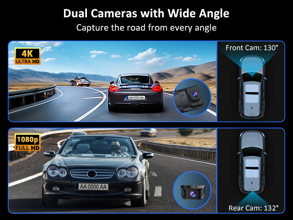 D90 Mirror Dash Cam offers 4K front and 1080p rear video recording capabilities.