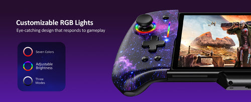 Gripcon controller with customizable RGB lighting: Breathing, Cycling, Brightness.