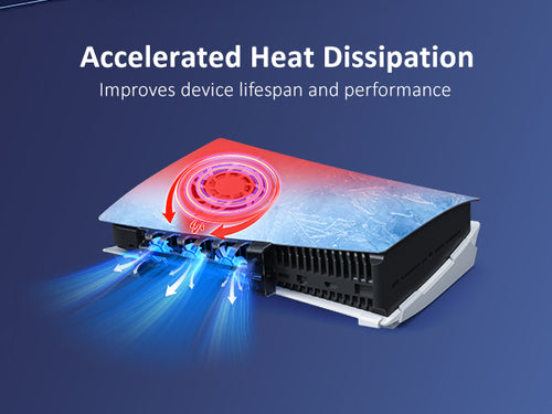 The cooling fan is accelerating heat dissipation for the PS5 console.